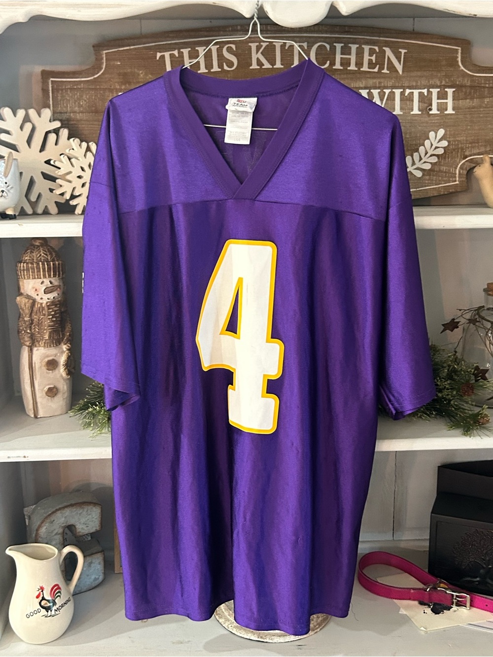 NFL Brett Favre Football Jersey with White & Yellow Number 4